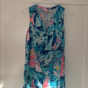 Lilly Pulitzer sz M blue Sailboat dress EUC